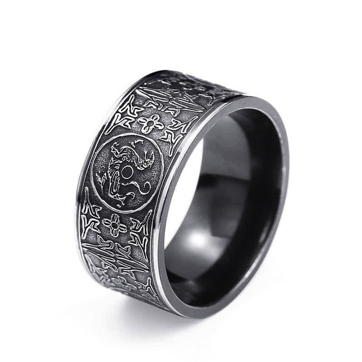 Buddha Stones Cuatro Guardian Bestia Dragón Tigre Blanco Suzaku Basalto Tallado Éxito Suerte Anillo