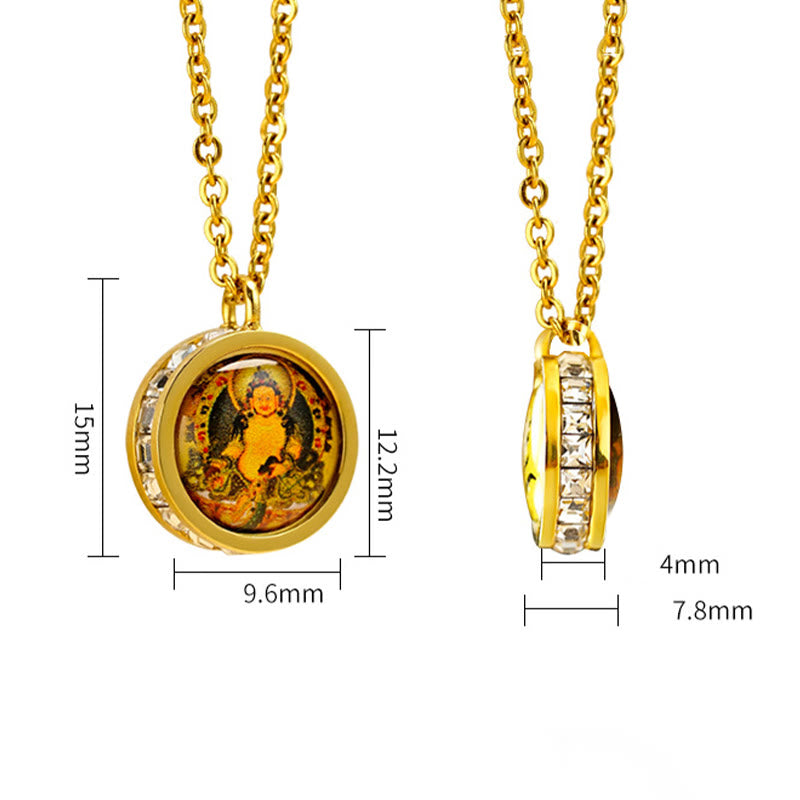 Buddha Stones tibetano amarillo dios de la riqueza Tara verde Buda serenidad collar de acero titanio colgante - image 10
