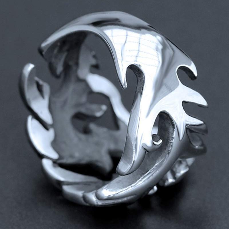Anillo ajustable de fuerza de protección con patrón de dragón de Buddha Stones