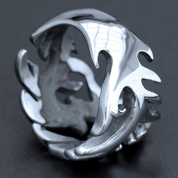 Anillo ajustable de fuerza de protección con patrón de dragón de Buddha Stones