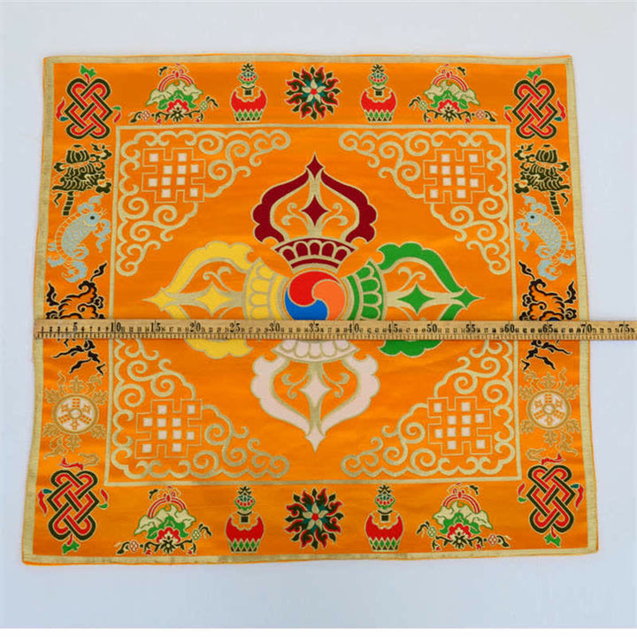 Tapete para altar de oración con nudo sin fin, tapete para meditación curativa, 8 símbolos auspiciosos, camino de mesa