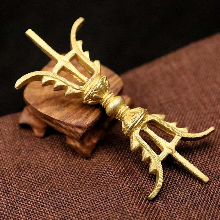 Buddha Stones hechas a mano Nepal cinco puntas tres puntas Vajra Dorje fuerza decoración de cobre