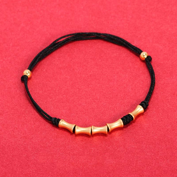 Pulsera trenzada de la suerte con diseño de bambú de plata de ley 925 con Buddha Stones