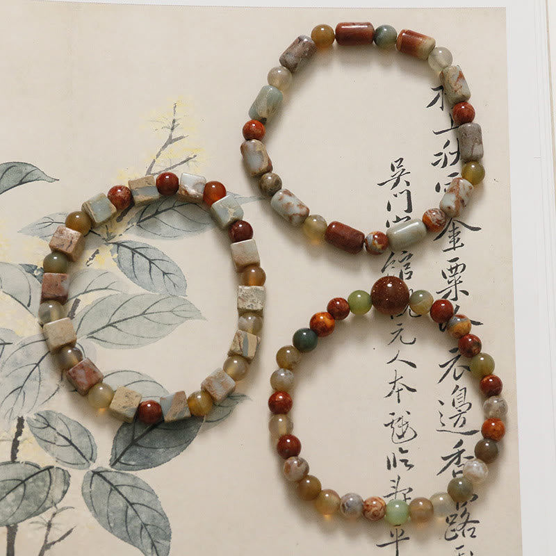 Pulsera de protección de ágata jaspe de sedimento marino de piedra natural de Buddha Stones