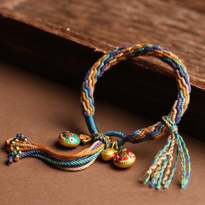 Pulsera de cuerda colorida trenzada con nudo de reencarnación de la familia de la bestia tragadora de oro con Buddha Stones