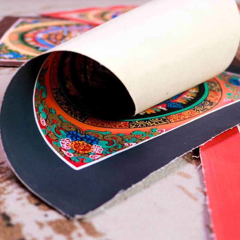 Caja ciega con pintura de Mandala Thangka hecha a mano tibetana, patrón de Color aleatorio