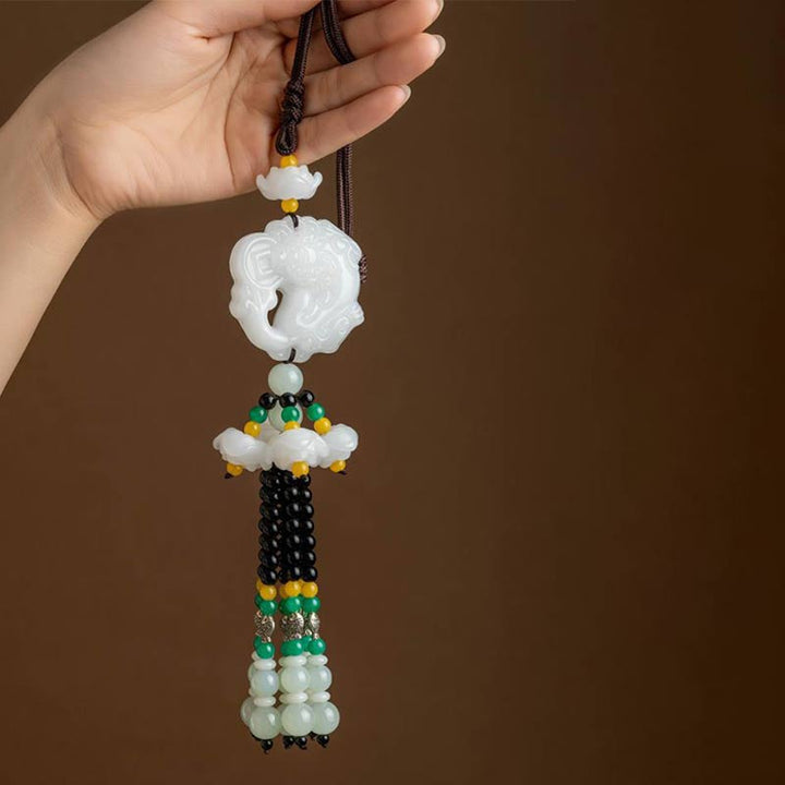Buddha Stones FengShui Jade PiXiu bendición coche colgante decoración
