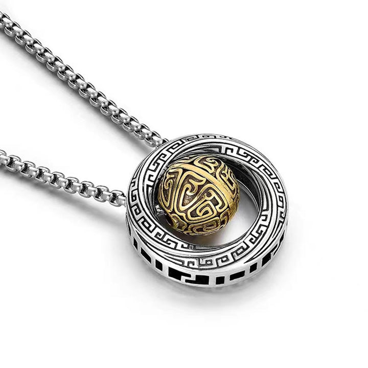 Colgante de collar de riqueza de cobre con cuentas de la suerte Mobius de Buddha Stones