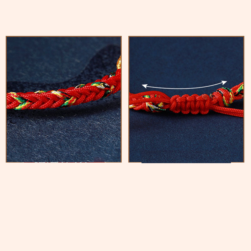 Pulsera de hilo trenzado de la suerte de plata con Buda natal del zodiaco chino de Buddha Stones