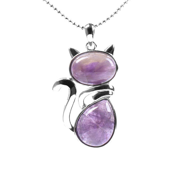 Colgante de collar de protección de cristal natural con diseño de gato de Buddha Stones - image 4