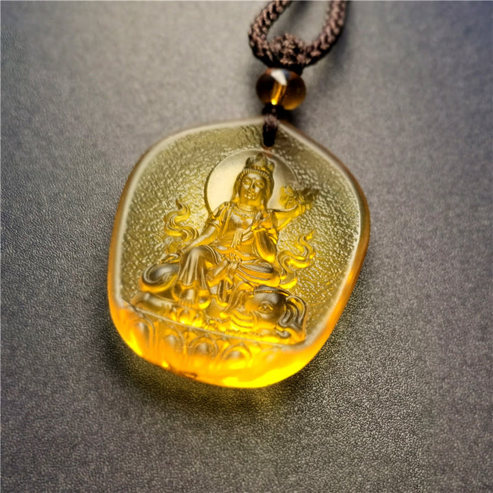 Buddha Stones zodiaco chino Buda Natal bendición Liuli cristal compasión COLLAR COLGANTE - Dragón/Serpiente-Samantabhadra Bodhisattva - image 6