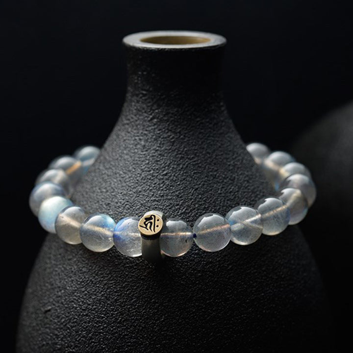 Pulsera de amor tranquilo con piedra lunar del zodíaco chino 12