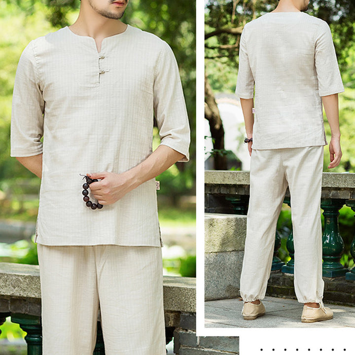 Conjunto de uniforme para hombre, ropa de práctica Zen espiritual, meditación , Buddha Stones