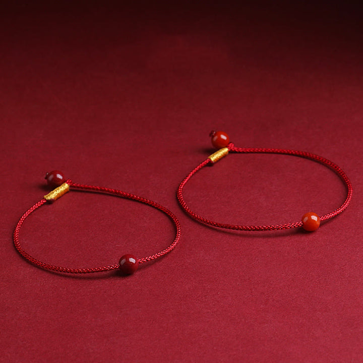 Pulsera de hilo rojo con bendición de ágata roja cinabrio natural con Buddha Stones