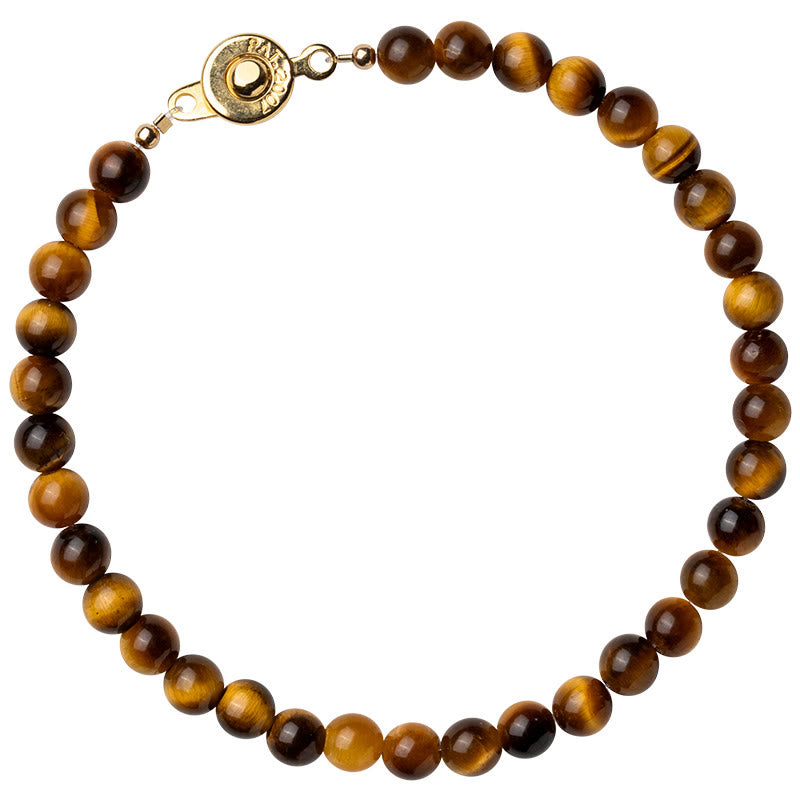 Buddha Stones Pulsera de protección de coraje con piedra de ojo de tigre natural chapada en oro de 14 quilates
