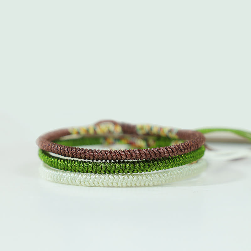 Buddha Stones, 3 uds., pulsera tibetana hecha a mano, multicolor, con nudo de la suerte, auspicioso