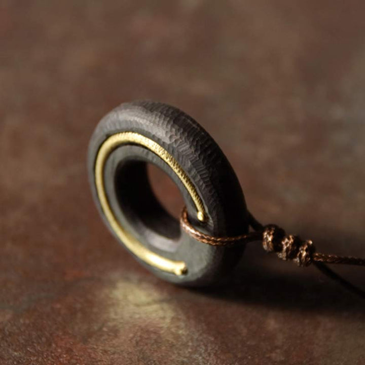 Collar con colgante de madera de ébano con círculo zen y Buddha Stones - image 10