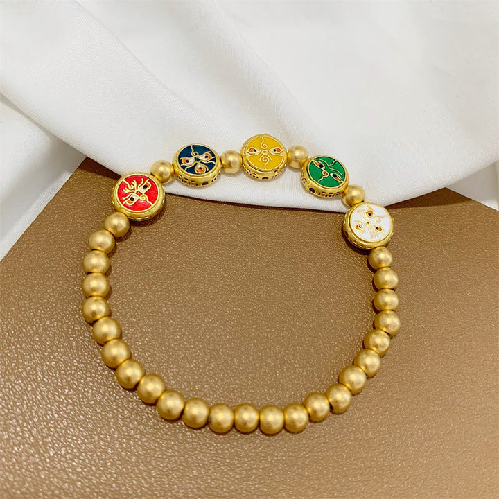 Pulsera de la suerte con cuentas de cobre, cinco dioses tibetanos de la riqueza , Buddha Stones
