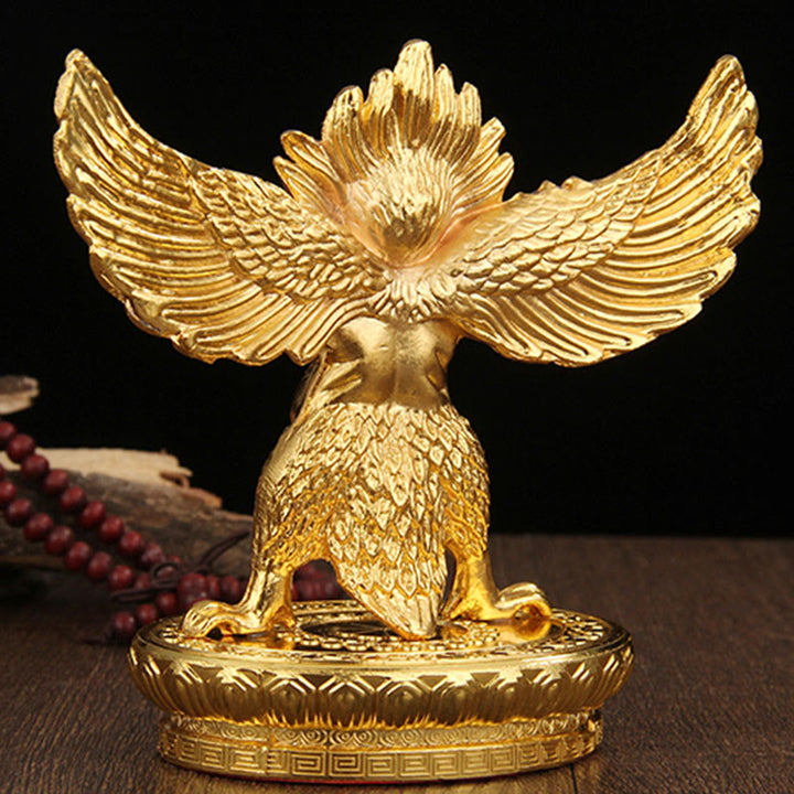 Decoración del hogar de protección de aleación de pájaro Garuda de oro tibetano - image 7
