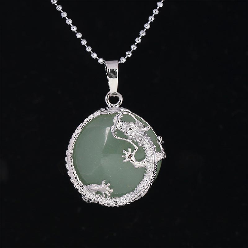 Colgante de collar de energía curativa de cristal de cuarzo Natural de dragón chino con Buddha Stones - Aventurina verde - image 13