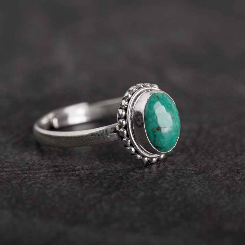 Anillo de amor de sabiduría turquesa de plata de ley 925 con Buddha Stones