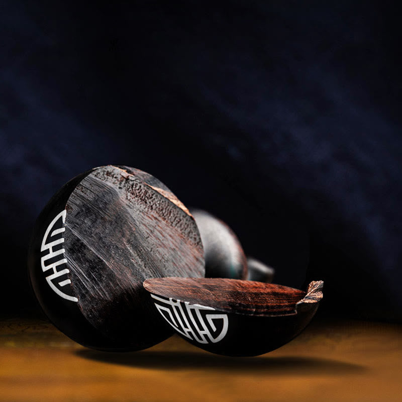 Llavero de protección de la suerte, calabaza de sándalo rojo, hoja pequeña de ébano tibetano