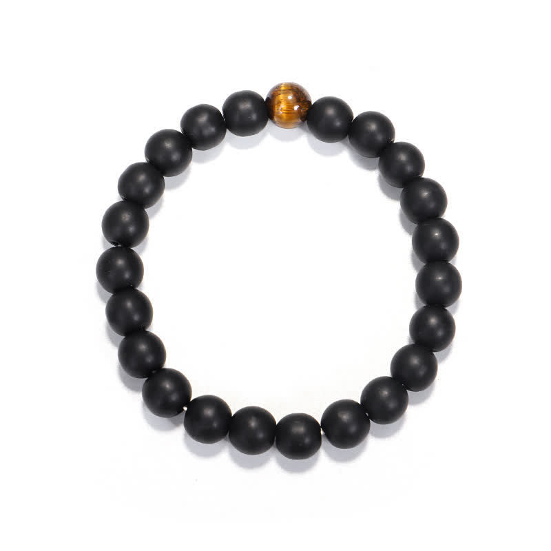 108 cuentas Mala piedra esmerilada ojo de tigre equilibrio pulsera collar colgante