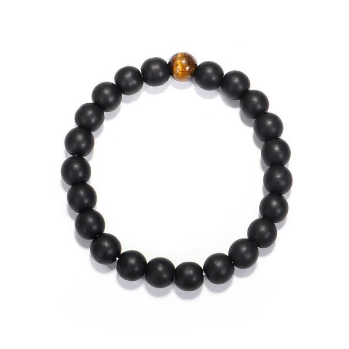 108 cuentas Mala piedra esmerilada ojo de tigre equilibrio pulsera collar colgante