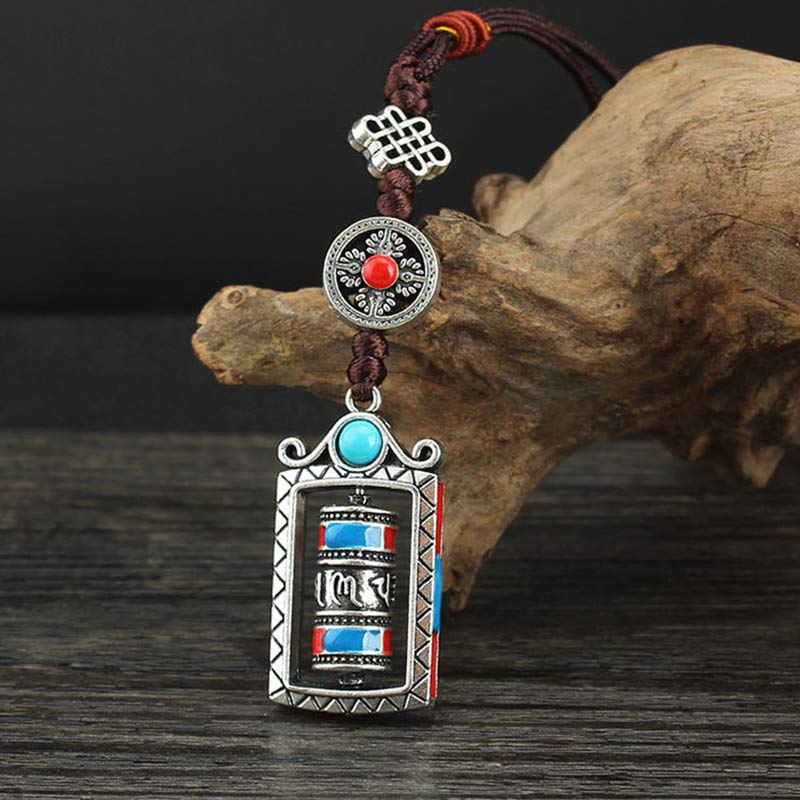 Seis palabras verdaderas rueda de oración rotación nudo bendición llavero decoración