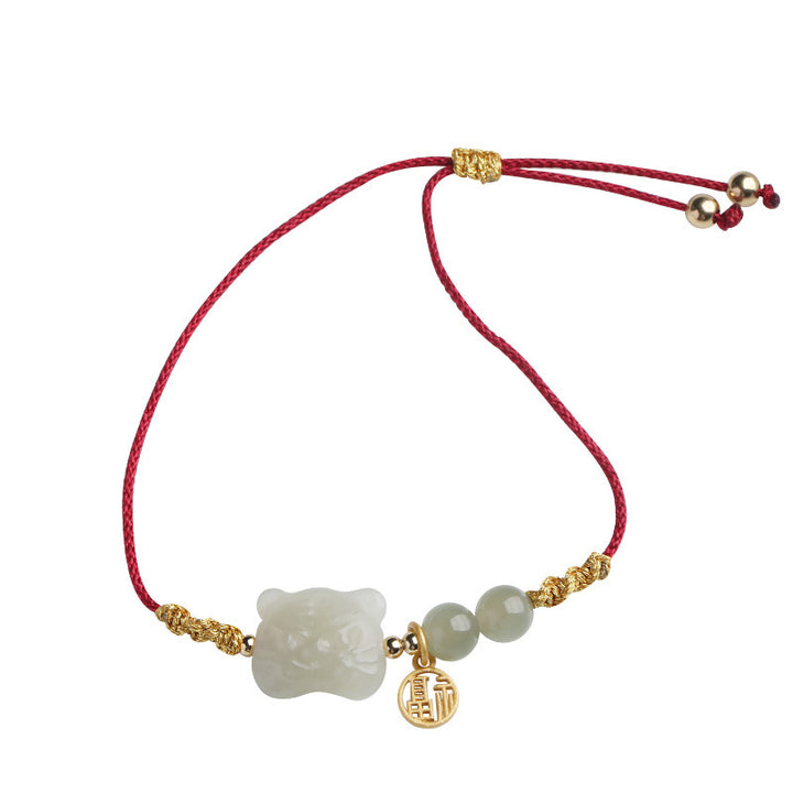 Pulsera de hilo rojo de prosperidad con Buddha Stones del zodíaco chino, tigre, Jade