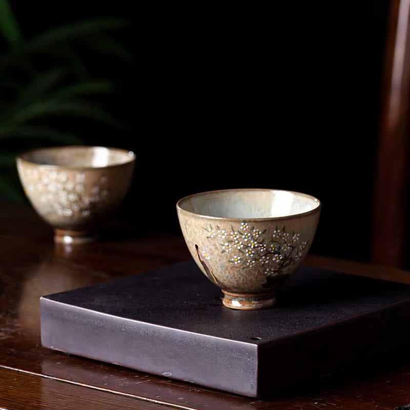 Buddha Stones Jingdezhen pintadas a mano Ru Kiln porcelana Hanfu niña flor taza de té de cerámica tazas de té Kung Fu