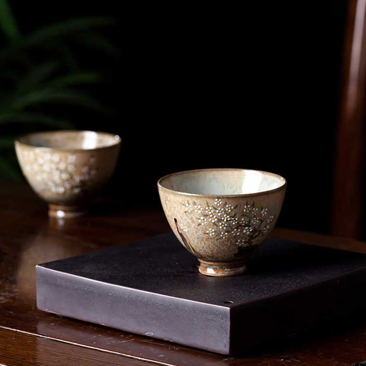 Buddha Stones Jingdezhen pintadas a mano Ru Kiln porcelana Hanfu niña flor taza de té de cerámica tazas de té Kung Fu