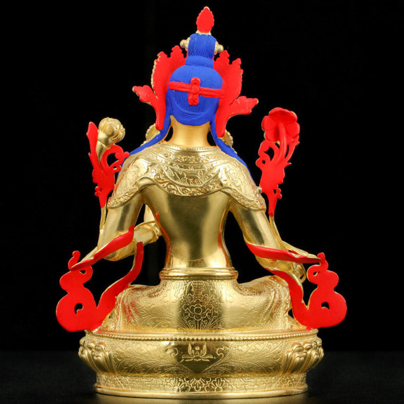 Bodhisattva Tara Verde Protección Cobre Chapado En Oro Estatua Decoración