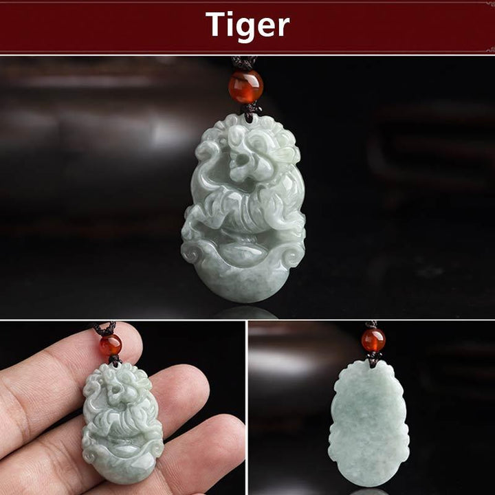 Collar con colgante de éxito del zodiaco chino con Buddha Stones de jade natural 12 - Tigre - image 28