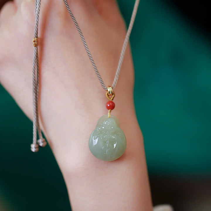Colgante de collar de cadena de prosperidad de riqueza de jade hetiano de Buda sonriente - image 3