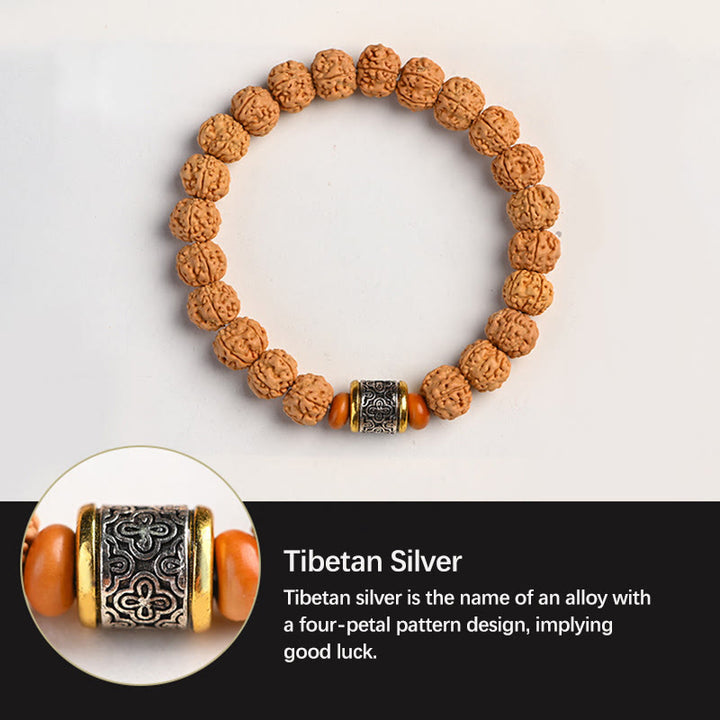 Buddha Stones Tíbet Rudraksha Bodhi Semilla Riqueza Pulsera auspiciosa