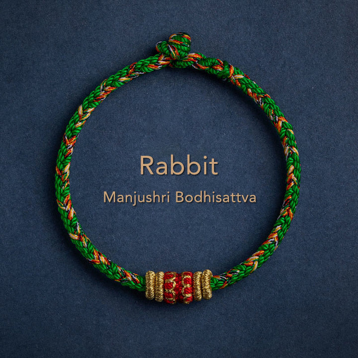 Pulsera de cuerda trenzada de fuerza de la suerte del Buda Natal del zodíaco chino hecha a mano del Tíbet con Buddha Stones