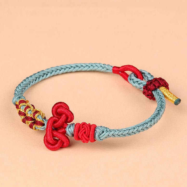 Pulsera de cuerda trenzada hecha a mano con Buddha Stones , nudo Wenchang, fuerza de la suerte