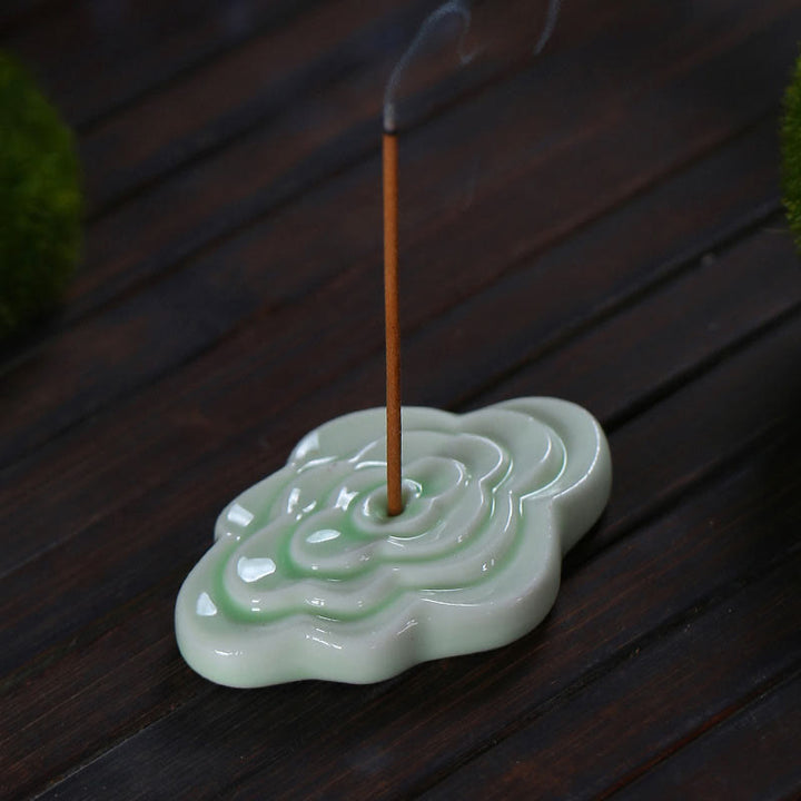 Buddha Stones, Mini diseño de nubes propicias, palo curativo, decoración de quemador de incienso pequeño de cerámica
