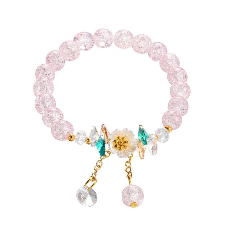 Pulsera de cuentas de cristal con dije de flor de diseño simple con Buddha Stones