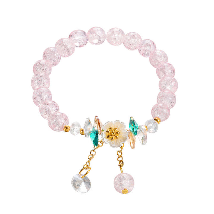Pulsera de cuentas de cristal con dije de flor de diseño simple con Buddha Stones