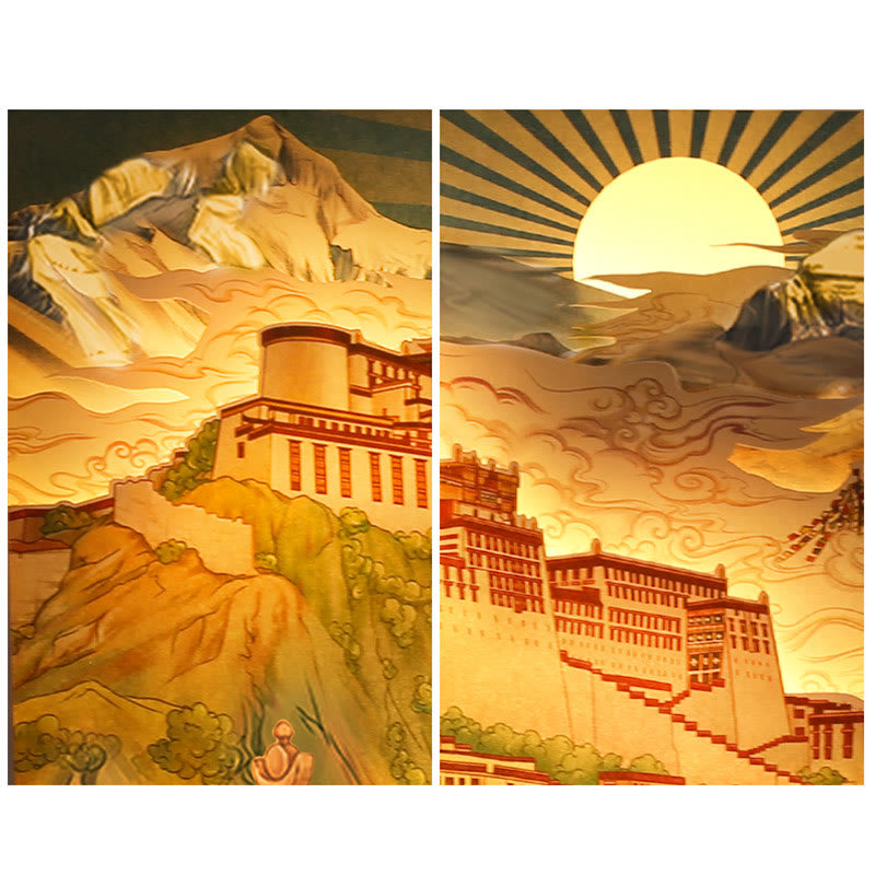 Lámpara LED de papel del Palacio Potala del Tíbet, luces artísticas de noche, lámpara de mesa LED creativa