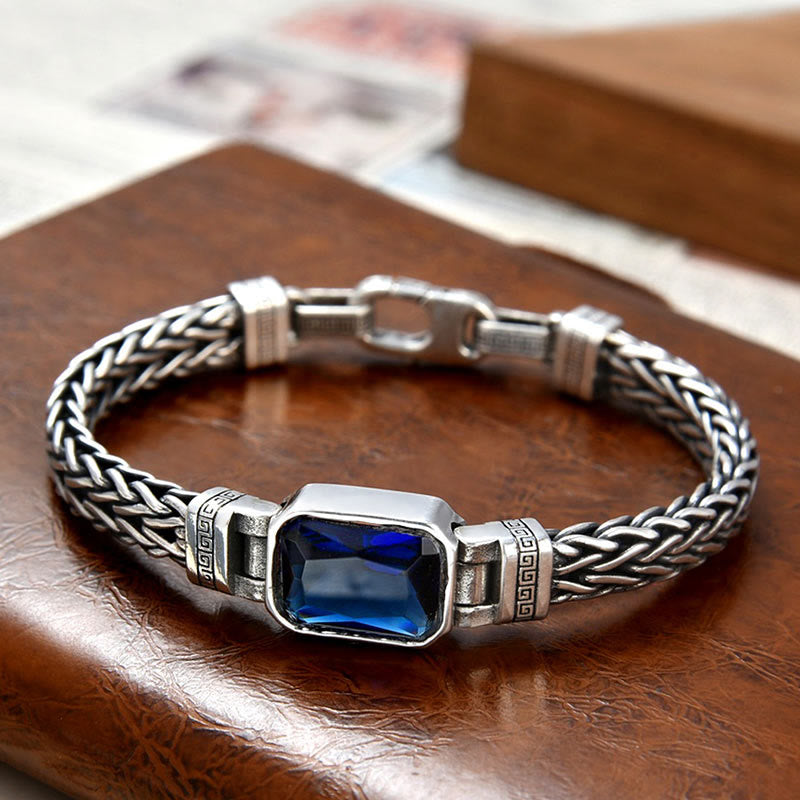 Pulsera con hebilla de riqueza curativa con diseño trenzado de quilla de dragón acrílico azul Retro con Buddha Stones
