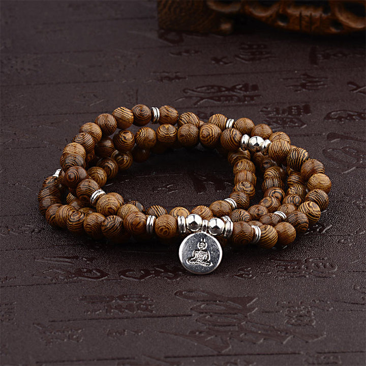 Pulsera de madera con relámpago tibetano de Buddha Stones Mala de Buda de loto