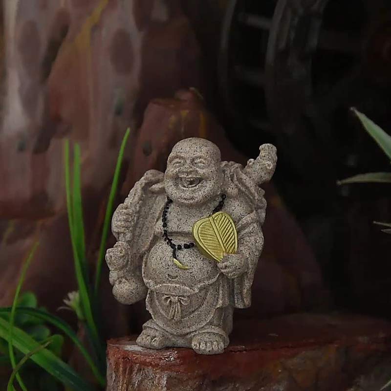 Buddha Stones estatua de resina de Buda sonriente bendición decoración del hogar
