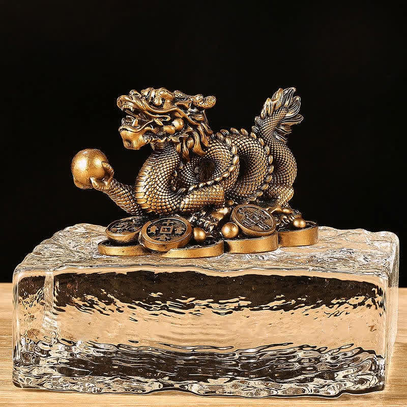 Buddha Stones Feng Shui Dragón Moneda de Cobre Riqueza Éxito Suerte Decoración - Marrón - 11 cm × 6 cm × 7 cm - image 9
