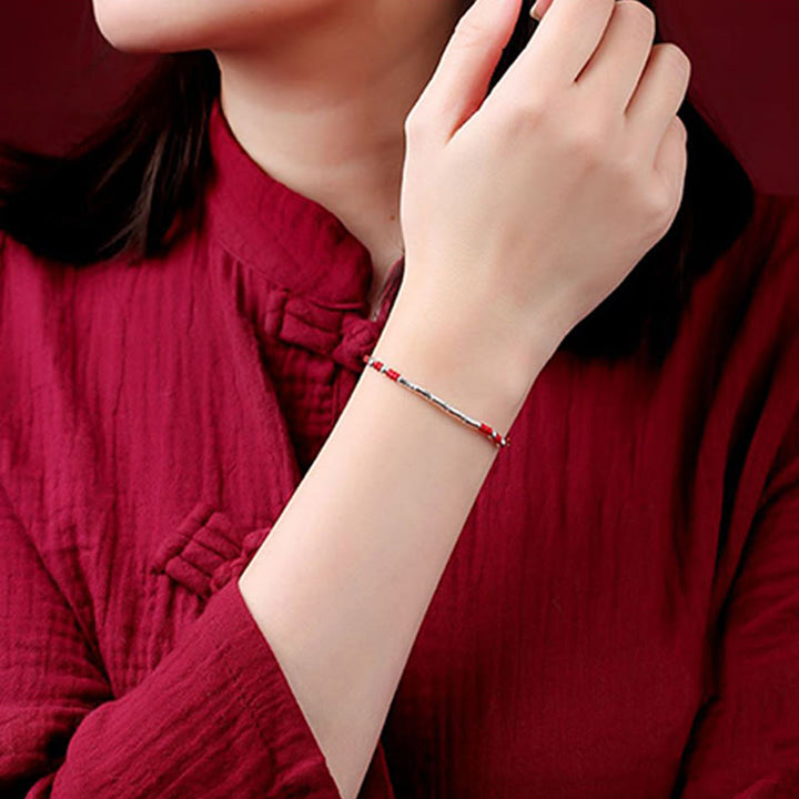 Pulsera de cuerda trenzada de protección de bambú multicolor hecha a mano con Buddha Stones Tíbet