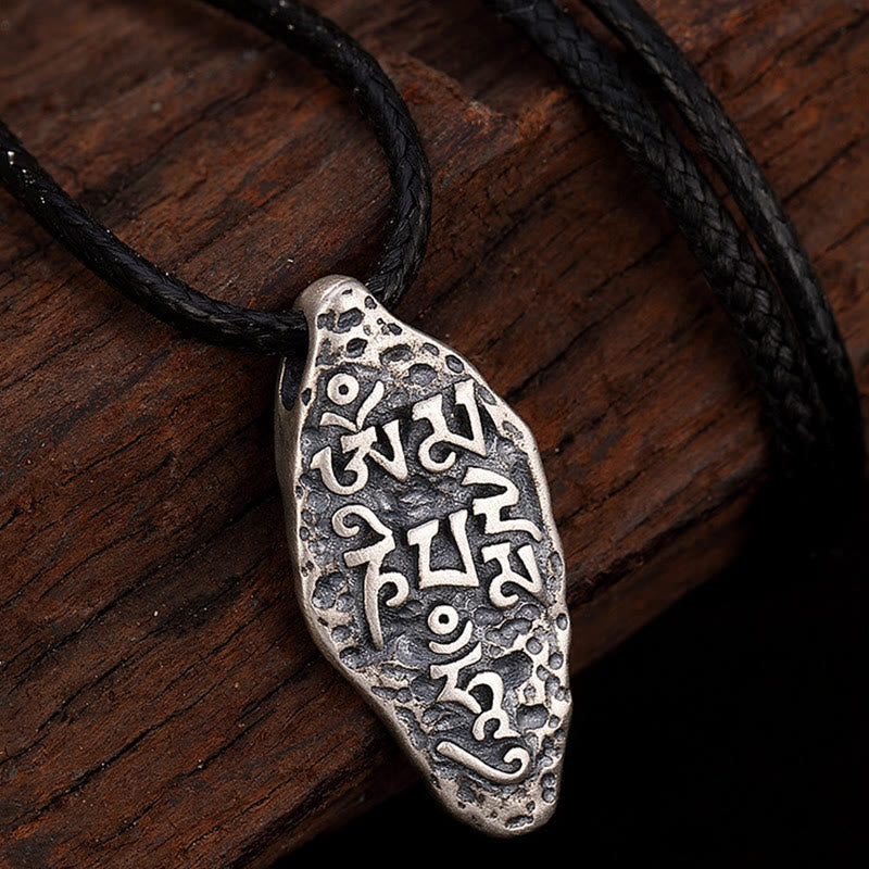 Colgante de plata de ley 925 tibetana con Buddha Stones Om Mani Padme Hum Dorje Vajra, colgante de fuerza grabado - image 10