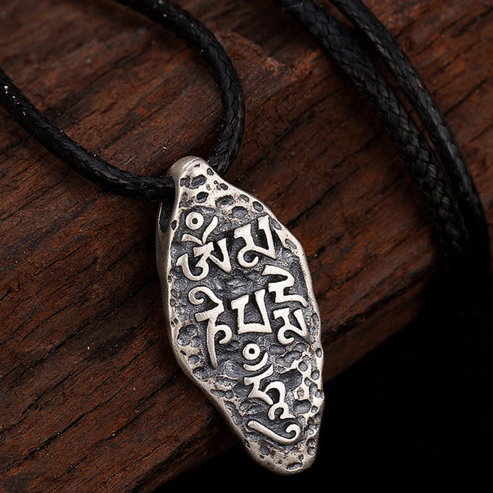 Colgante de plata de ley 925 tibetana con Buddha Stones Om Mani Padme Hum Dorje Vajra, colgante de fuerza grabado - image 10
