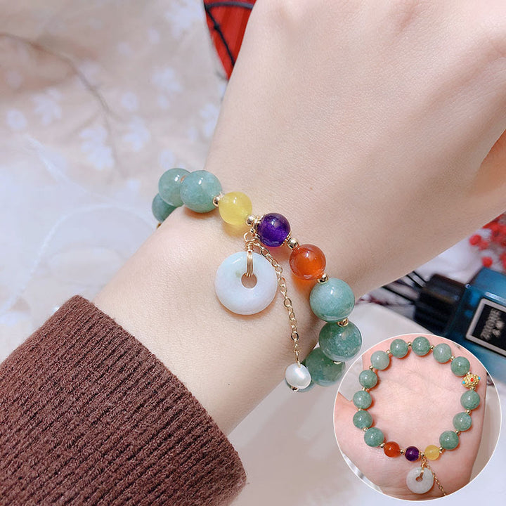 Pulsera de confianza con dije de hebilla de paz y ágata roja de jade con Buddha Stones